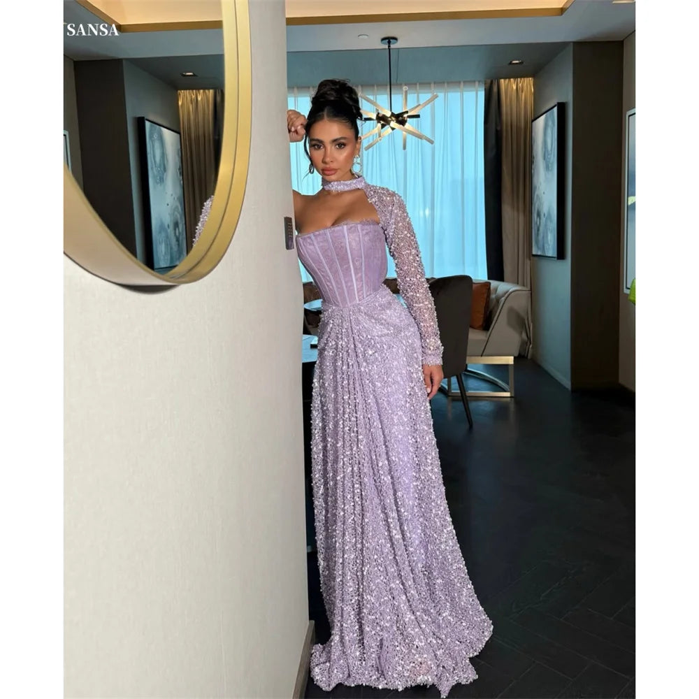 Sansa One Shoulder Floor-length A-line Prom Dresses Elegant Purple Simple