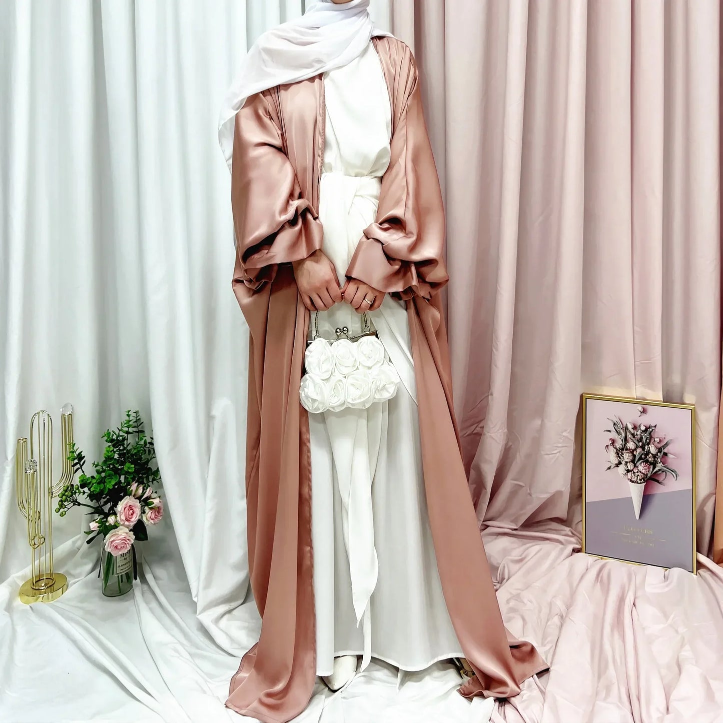 Double-Breasted Kimono Abaya with Sash Belt – Lightweight Traditional Robe