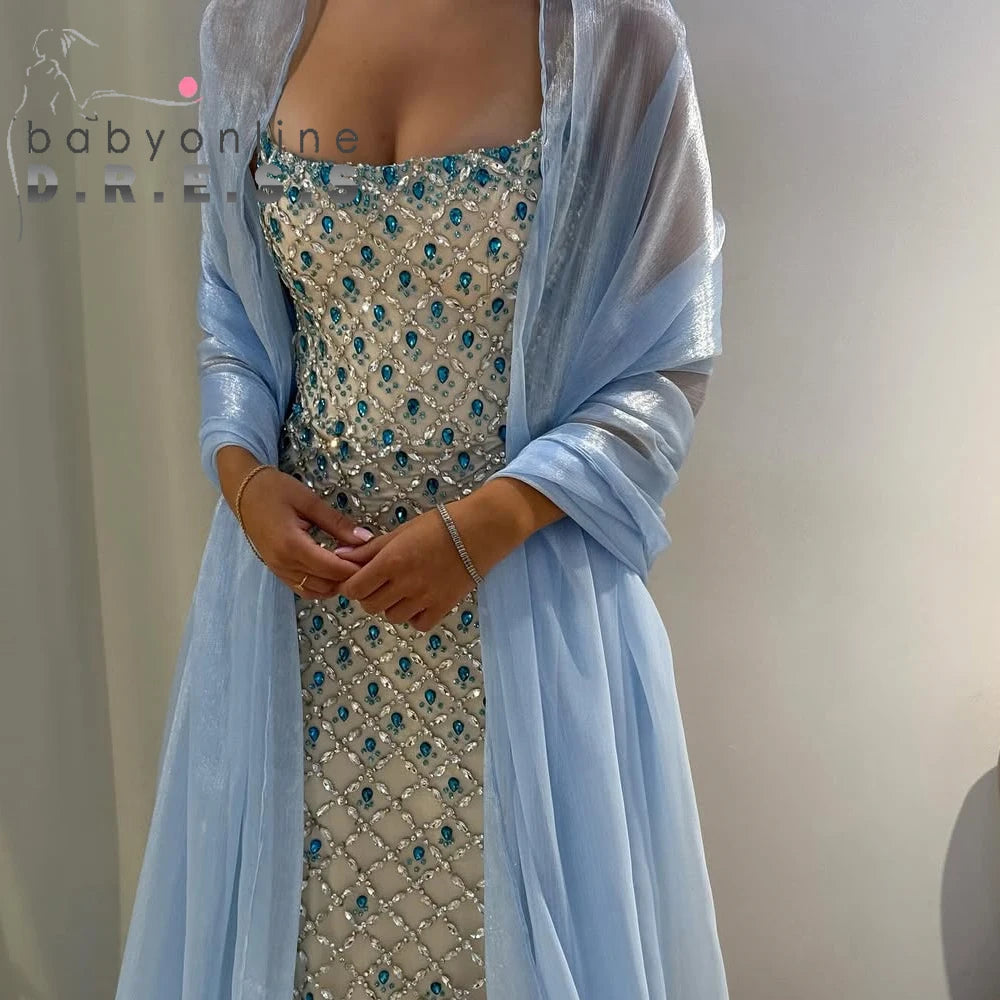 ✨ BABYONLINE Customized Elegance Crystal Exquisite Beaded Mermaid Evening Gown