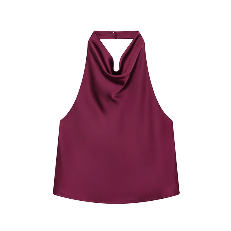 Women’s Backless Tank Top – Casual Summer Broadcloth Top