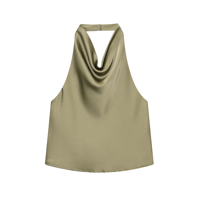 Women’s Backless Tank Top – Casual Summer Broadcloth Top