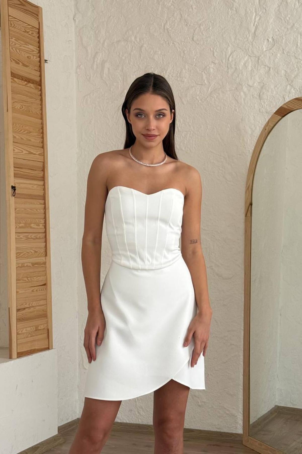 Elegant Beige Mini Dress for Women--Timeless Chic Look