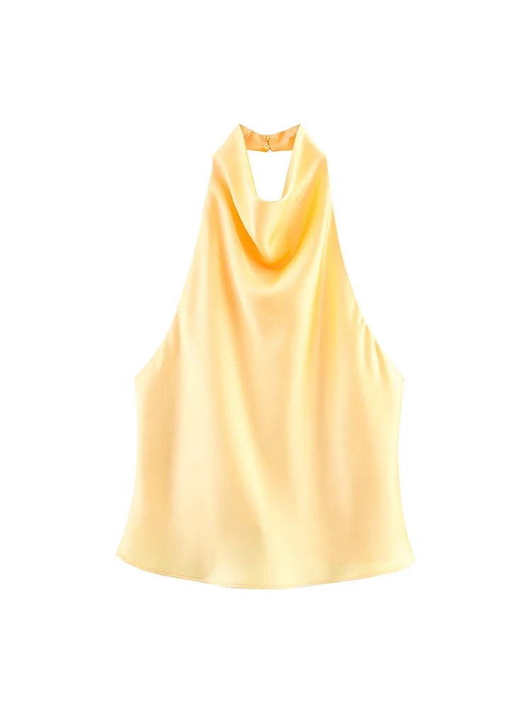 Women’s Backless Tank Top – Casual Summer Broadcloth Top