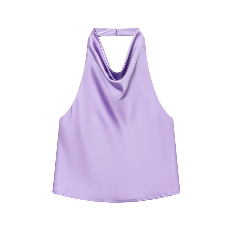 Women’s Backless Tank Top – Casual Summer Broadcloth Top