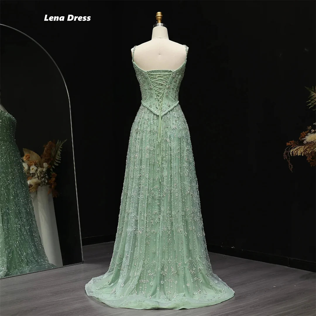 Lena Custom Made Evening Dresses Woman Elegant Dress Luxury Wedding Guest Sleeveless Line A Beaded Lace Robe Soiree Ball Gowns