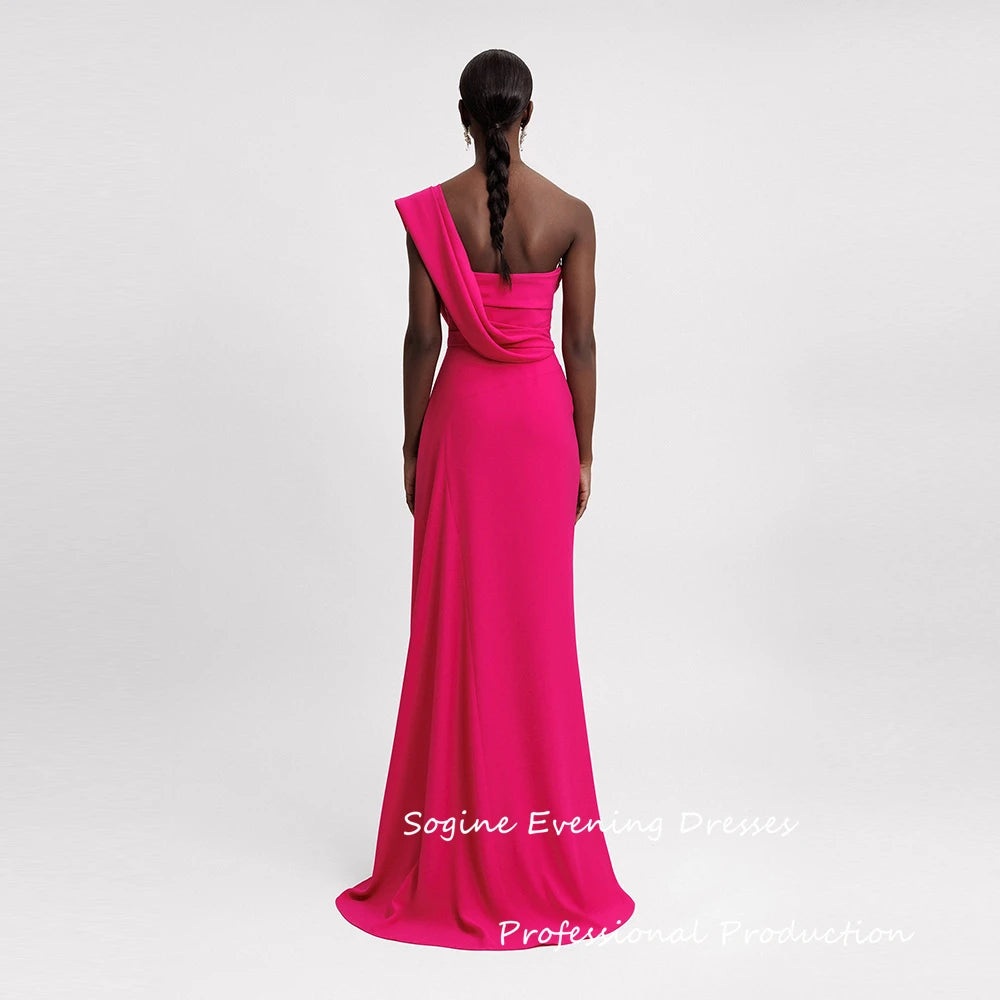 One Shoulder Crystal Evening Dress – Floor-Length Formal Gown