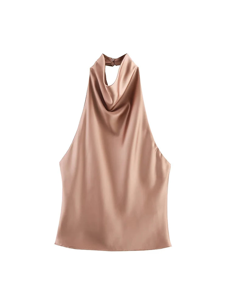 Women’s Backless Tank Top – Casual Summer Broadcloth Top