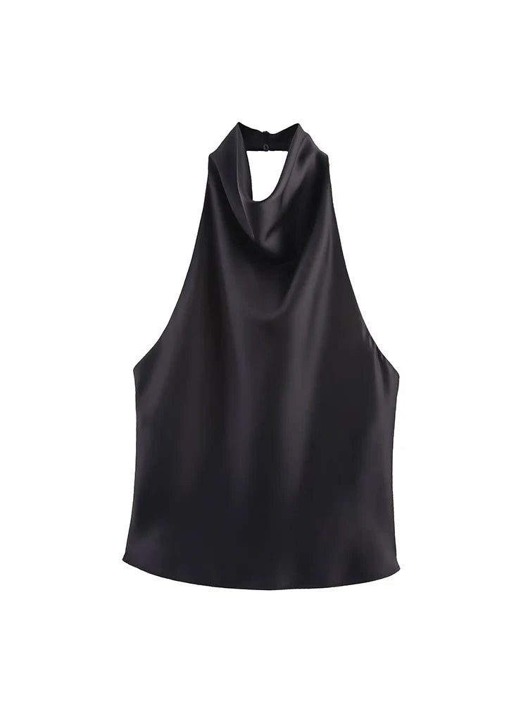 Women’s Backless Tank Top – Casual Summer Broadcloth Top