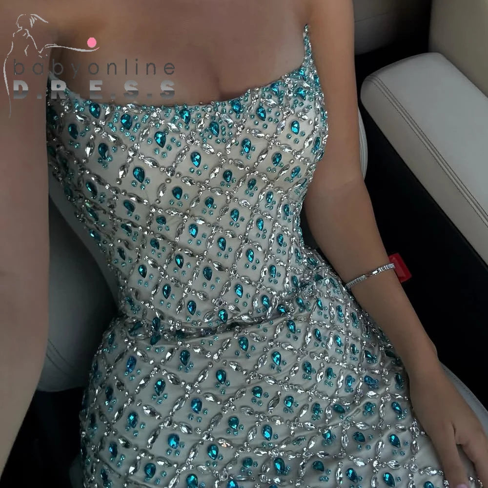 ✨ BABYONLINE Customized Elegance Crystal Exquisite Beaded Mermaid Evening Gown