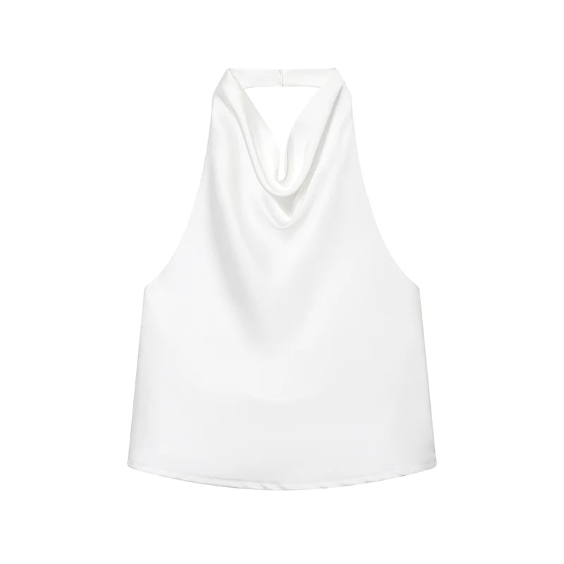 Women’s Backless Tank Top – Casual Summer Broadcloth Top