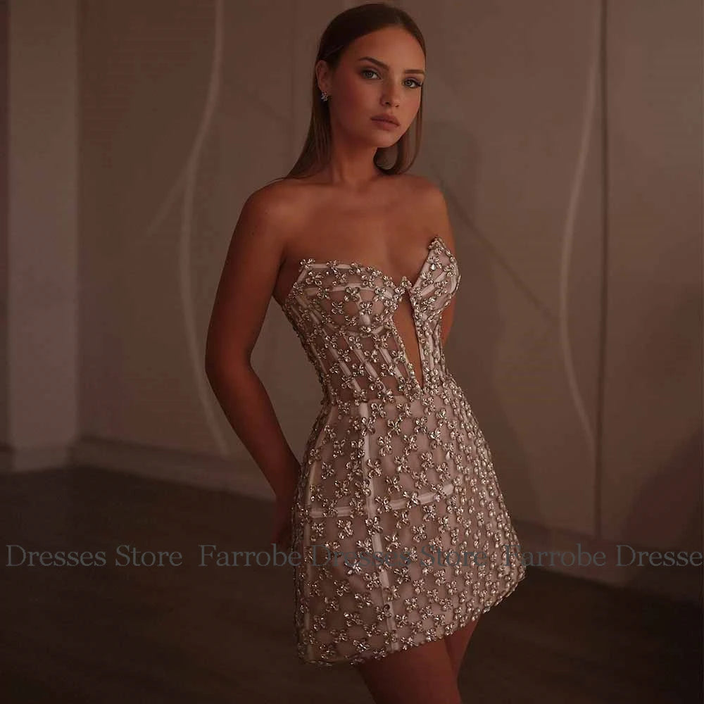 Luxury  A-line Crystal Evening Dress_Sweetheart Neckline