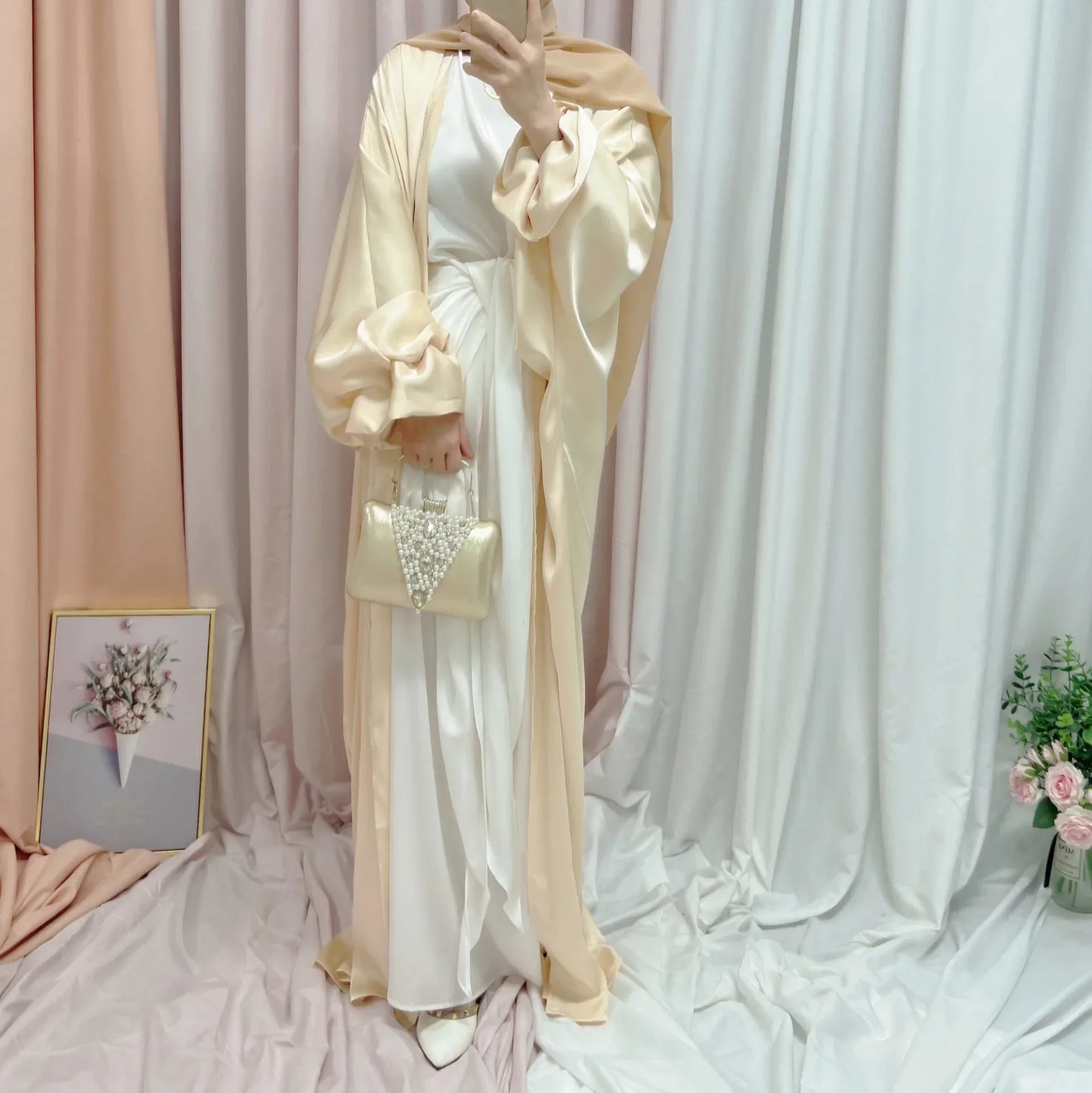 Double-Breasted Kimono Abaya with Sash Belt – Lightweight Traditional Robe